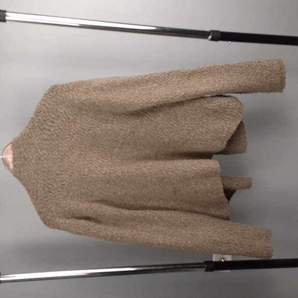 Ann Taylor Loft Camel Tan Wool Blend Italian Yarn Sherpa Waterfall Cardigan - Picture 7 of 9